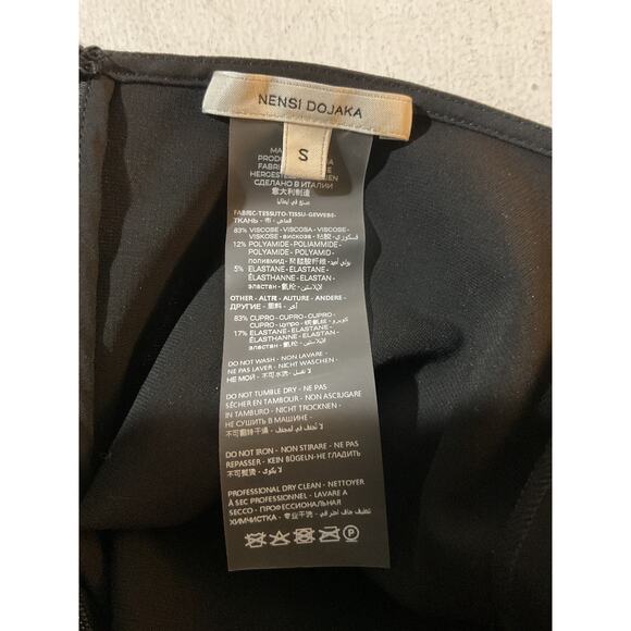 Nensi Dojaka Deep V-Neck Black Viscose Draped Bra Long Sleeve Dress Size S - Picture 5 of 5